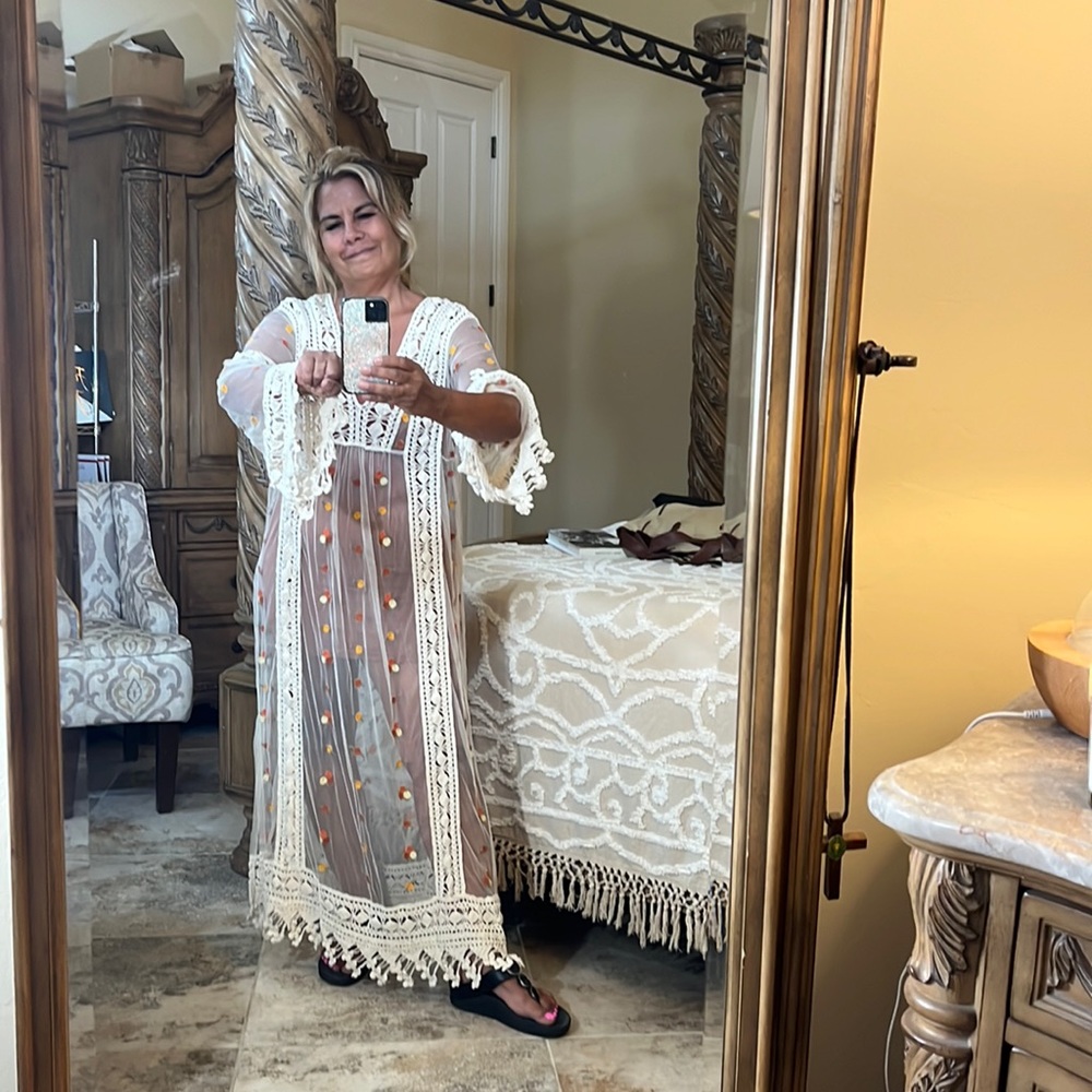 Free People Maxi with crochet Trim and Embroidery